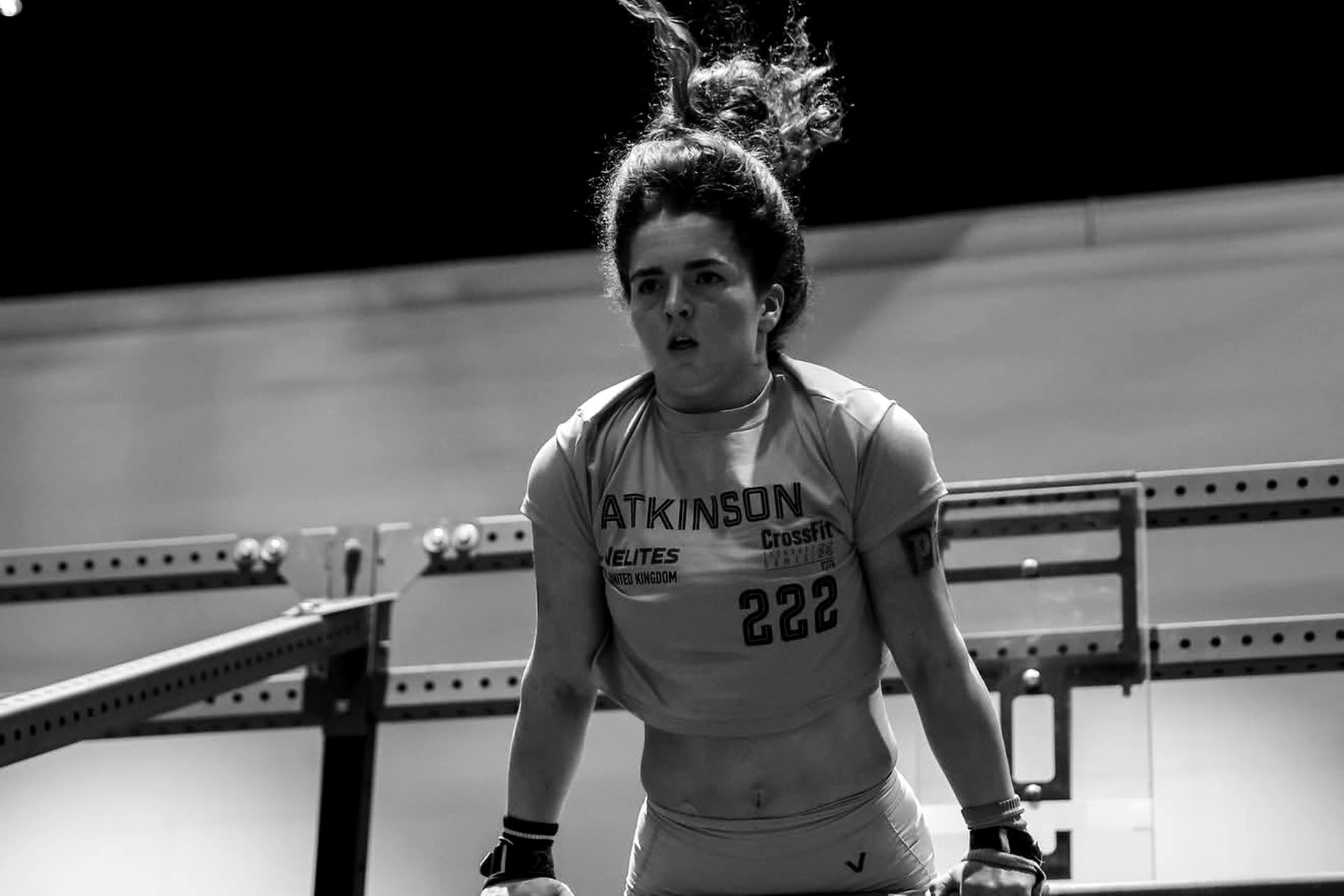 Charlotte Atkinson at the bar during a competition workout